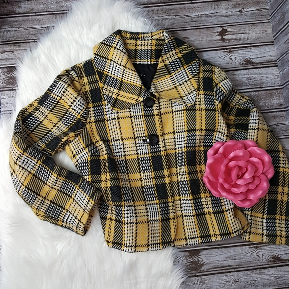 Yellow Plaid Women's Blazer - Picture 7 of 8